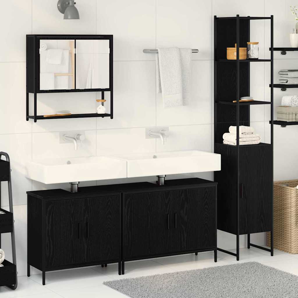 vidaXL Set di mobili per il bagno 4 pcs Nero 33 x 33 x 185.5 cm