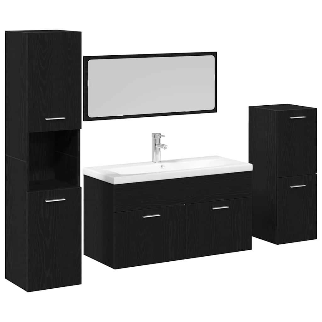 Set di mobili per il bagno 4 pcs Nero 80 x 38.5 x 45 cm 3334418