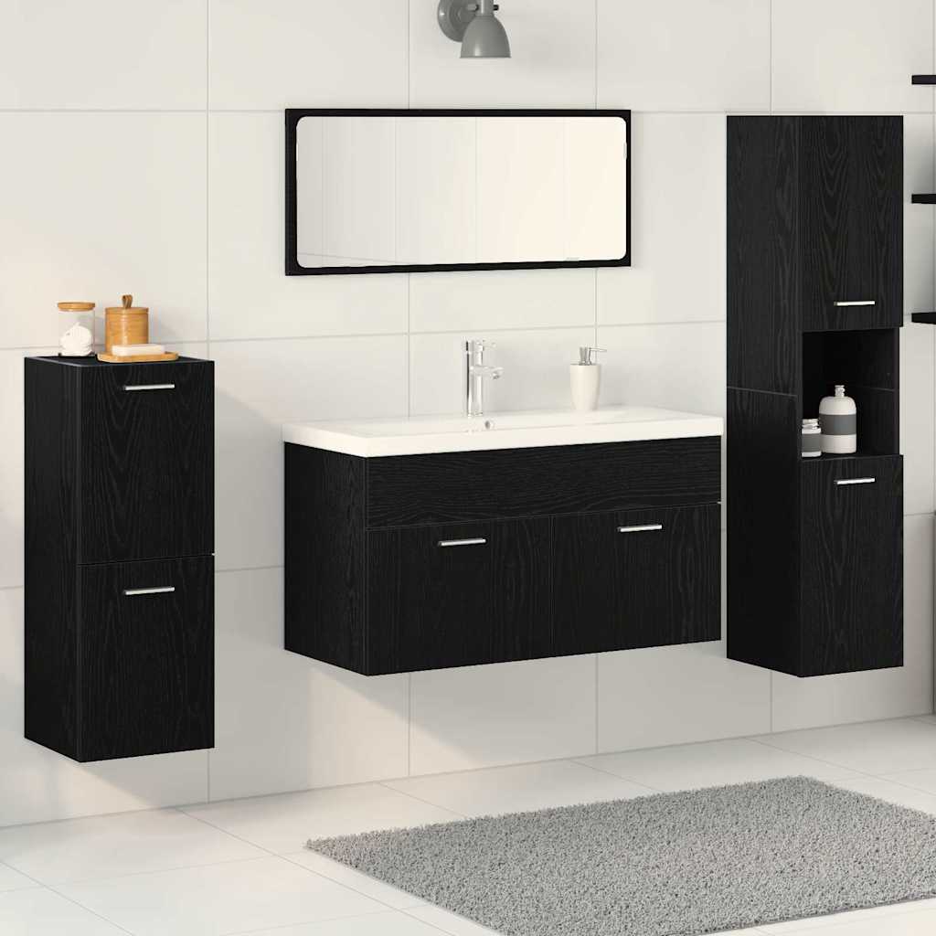 Set di mobili per il bagno 4 pcs Nero 30 x 30 x 130 cm 3334419