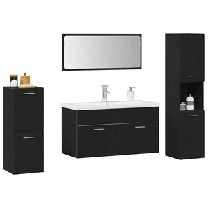 Set di mobili per il bagno 4 pcs Nero 30 x 30 x 130 cm 3334419