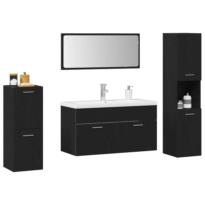 Set di mobili per il bagno 4 pcs Nero 30 x 30 x 130 cm 3334419