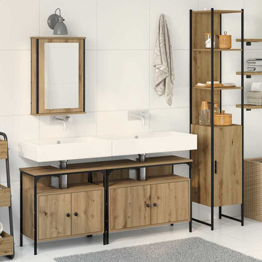 vidaXL Set di mobili per il bagno con porta 4 pcs rovere artigianale