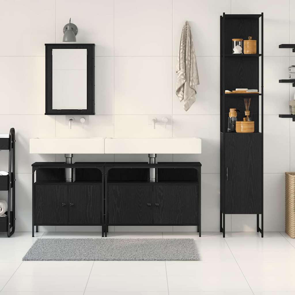 Set di mobili da bagno in 4 pezzi rovere nero - Legno ingegnerizzato 3334421