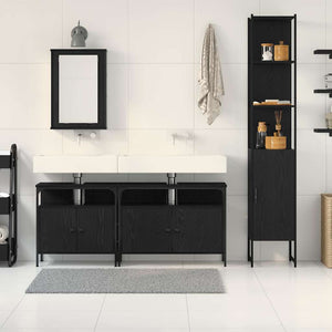 Set di mobili da bagno in 4 pezzi rovere nero - Legno ingegnerizzato 3334421
