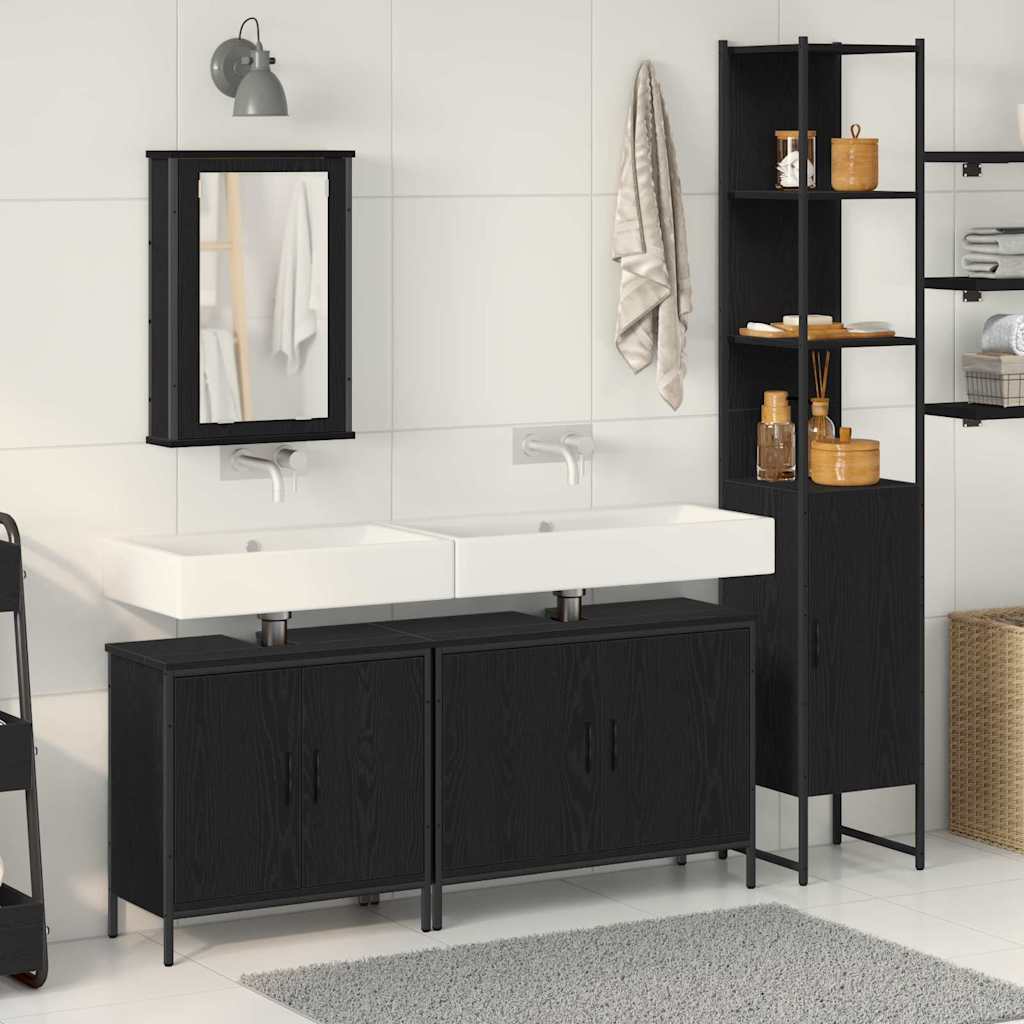 vidaXL Set di mobili per il bagno 4 pcs Nero 33 x 33 x 185.5 cm