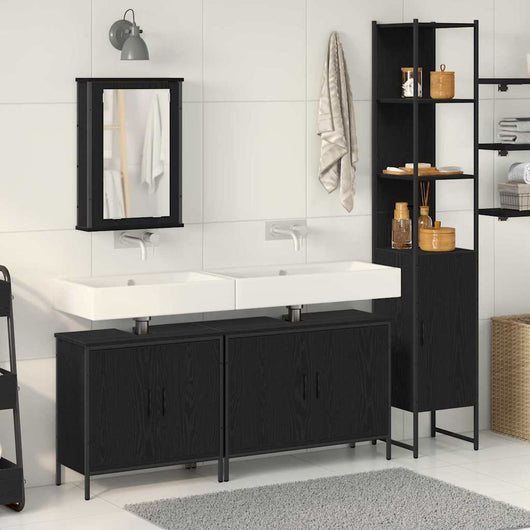 vidaXL Set di mobili per il bagno 4 pcs Nero 33 x 33 x 185.5 cm