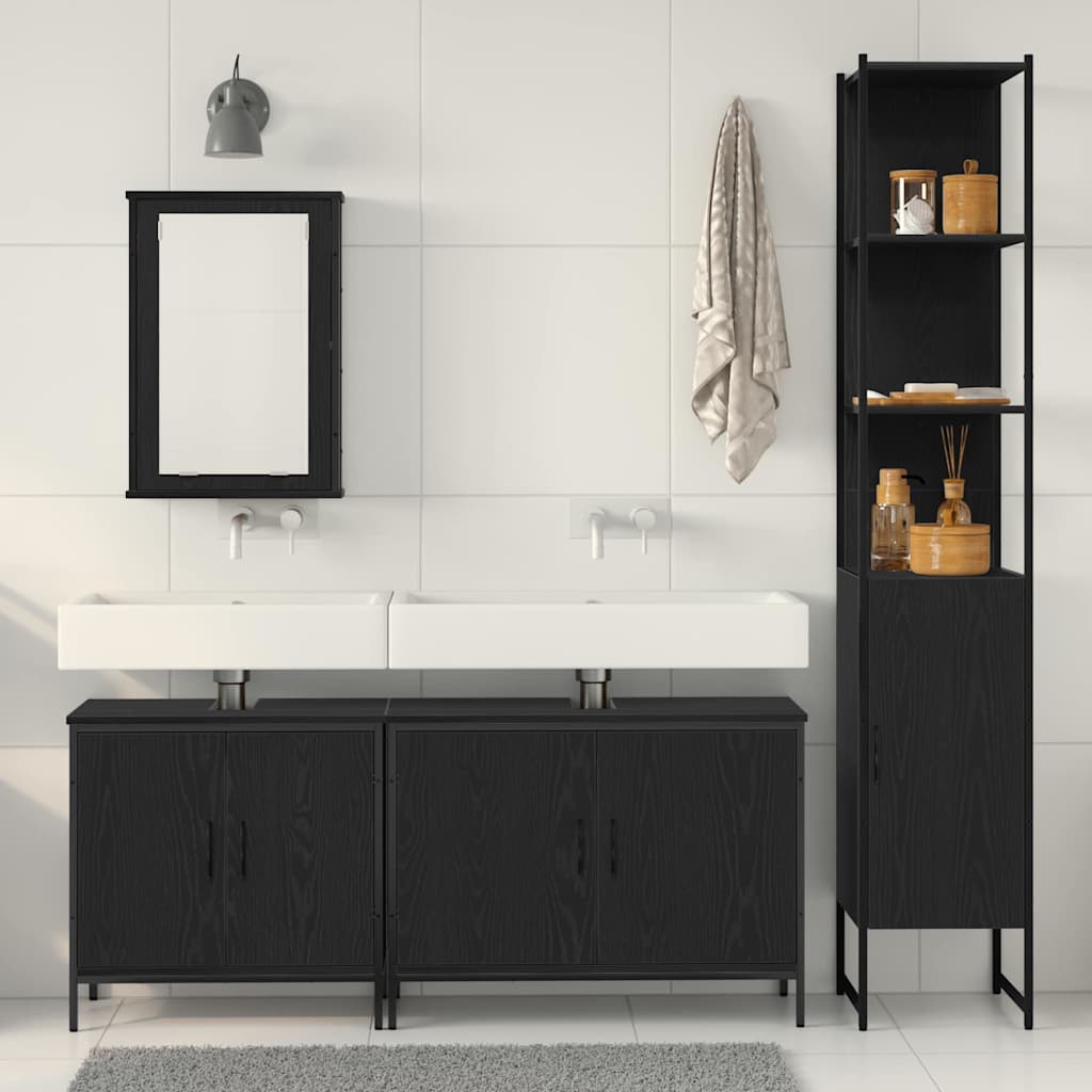 vidaXL Set di mobili per il bagno 4 pcs Nero 33 x 33 x 185.5 cm