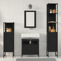 Set di mobili da bagno in 4 pezzi in legno ingegnerizzato di rovere nero 3334427