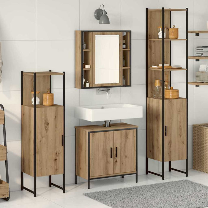 Set di Mobili da Bagno  in 4 Pezzi in Quercia Artigianale 3334428
