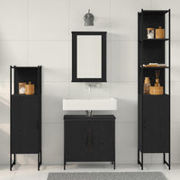 Set Mobili da Bagno  4 Pezzi Rovere Nero Legno Ingegnerizzato 3334435