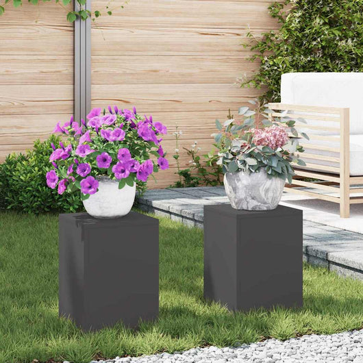 Supporti per piante 2 pcs Nero 24 x 24 x 35 cm Acciaio 865806