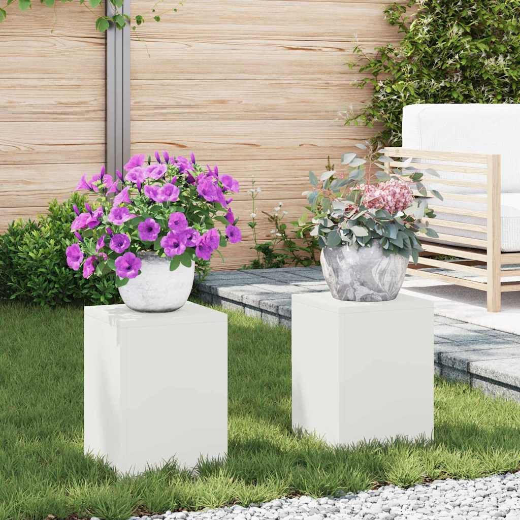 Supporti per piante 2 pcs Bianco 24 x 24 x 35 cm Acciaio 865807