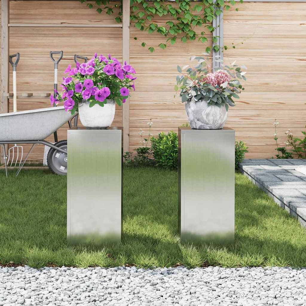 Supporti per piante 2 pcs Argento 24 x 24 x 55 cm 865818
