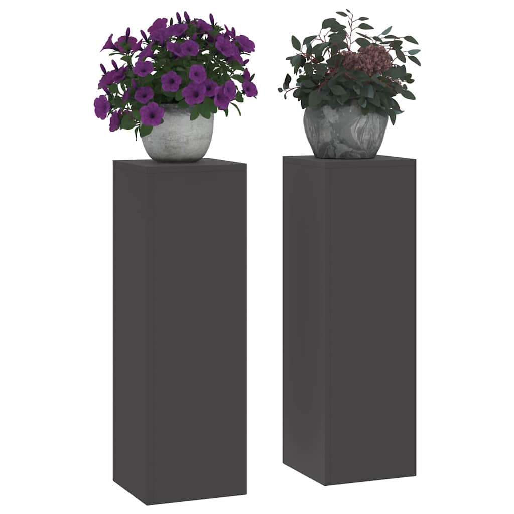 Supporti per piante 2 pcs Nero 24 x 24 x 75 cm Acciaio 865820