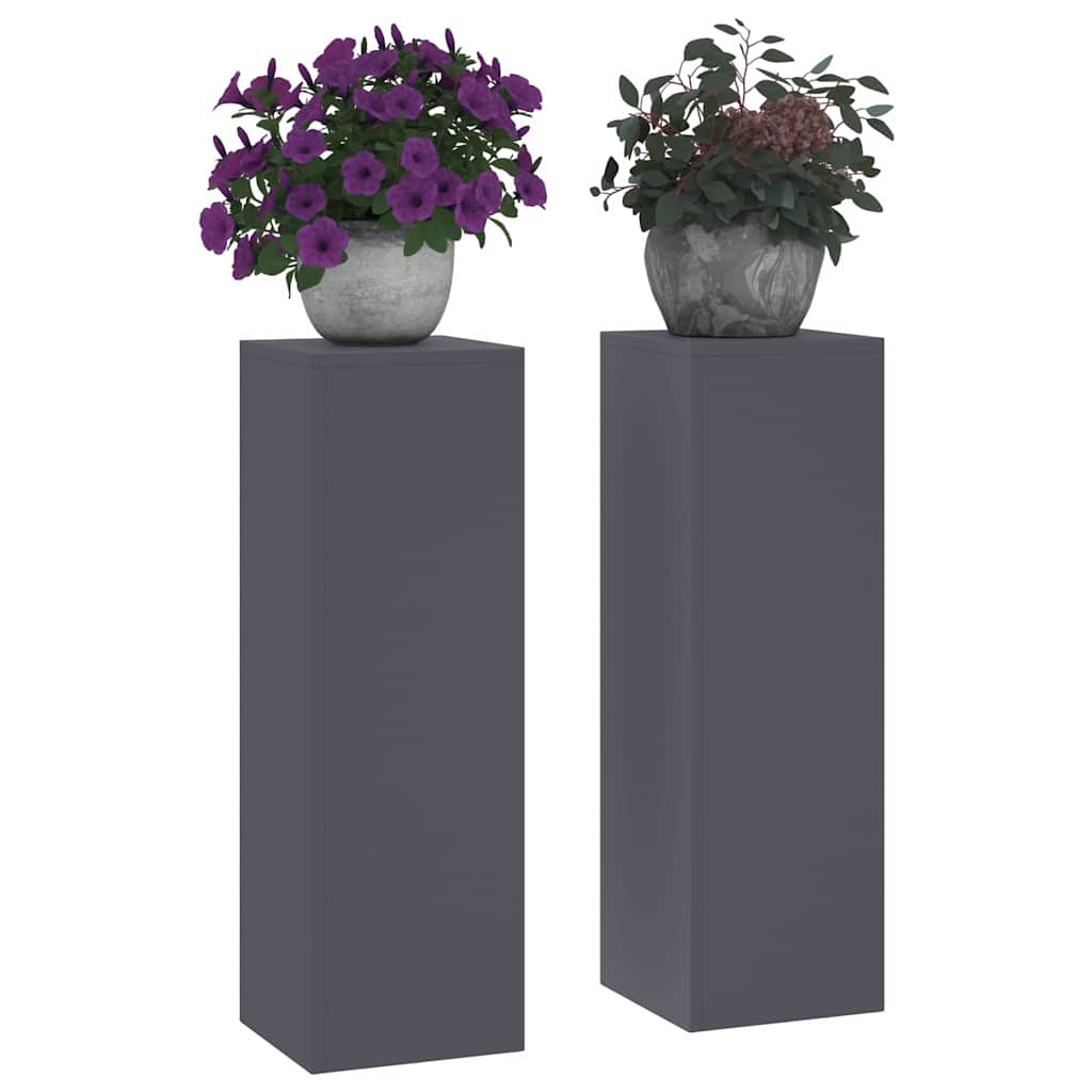 Supporti per piante 2 pcs Antracite 24 x 24 x 75 cm Acciaio 865822