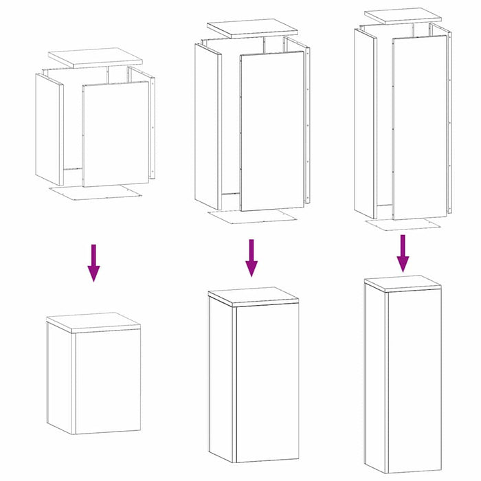 Supporti per piante 3 pcs Antracite 24 x 24 x 75 cm Acciaio 865829