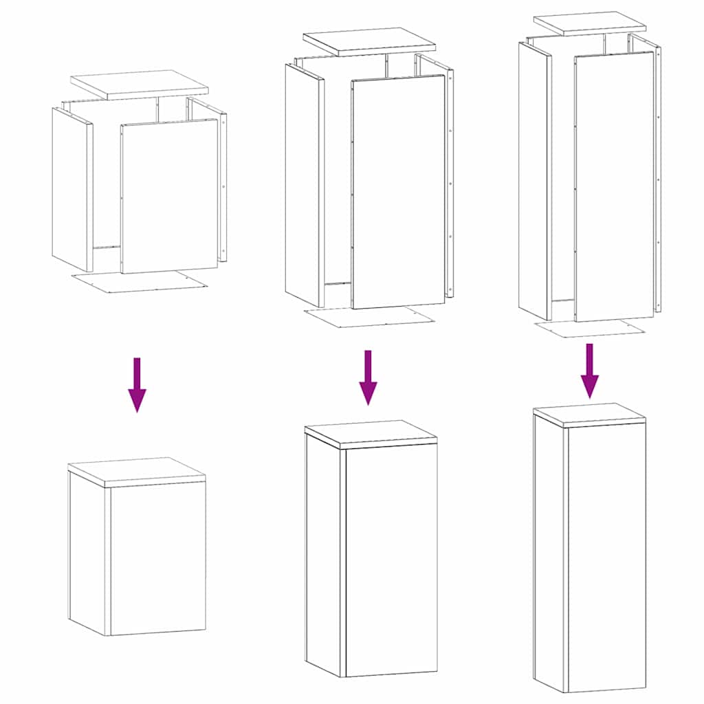 Supporti per piante 3 pcs Argento 24 x 24 x 75 cm 865831