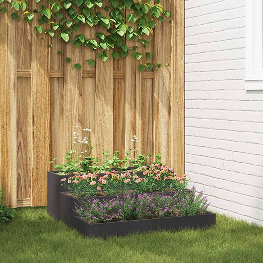 Vaso da giardino-Fioriera Esterno-Contenitore per Piante Nero 90 x 90 x 35 cm Acciaio laminato a freddo