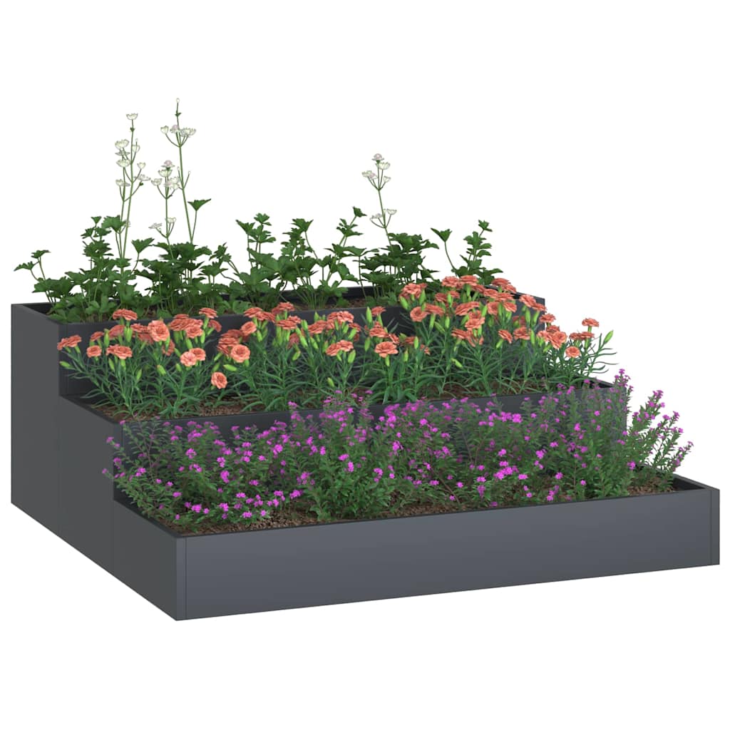 Vaso da giardino-Fioriera da Esterno-Contenitore per Piante Antracite 90 x 90 x 35 cm