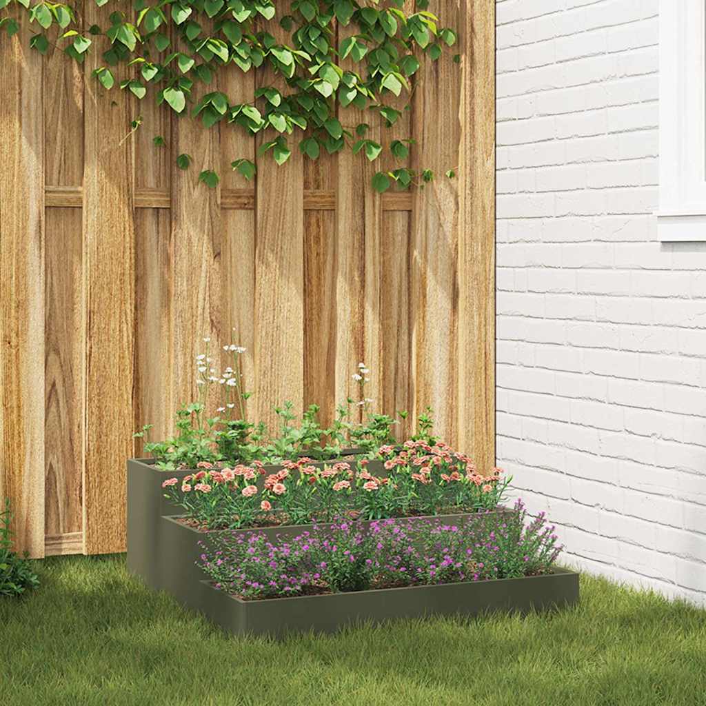 Vaso da giardino-Fioriera Esterno-Contenitore per Piante Verde oliva 90 x 90 x 35 cm
