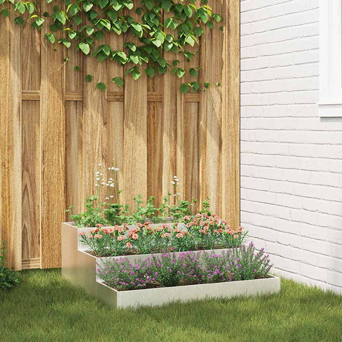 Vaso da giardino-Fioriera da Esterno-Contenitore per Piante Argento 90 x 90 x 35 cm Acciaio inossidabile