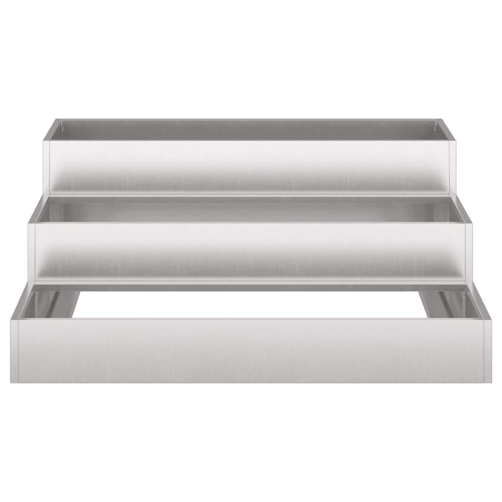 Vaso da giardino-Fioriera da Esterno-Contenitore per Piante Argento 90 x 90 x 35 cm Acciaio inossidabile