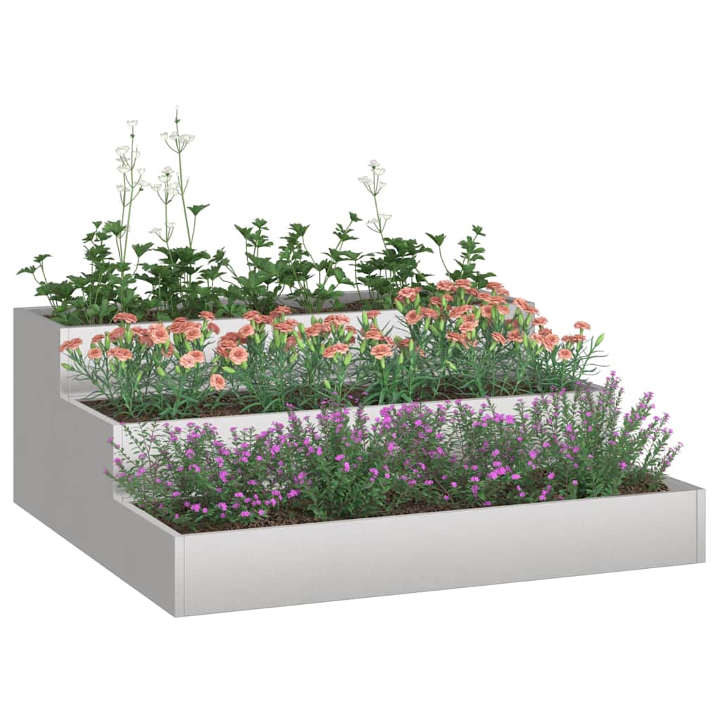 Vaso da giardino-Fioriera da Esterno-Contenitore per Piante Argento 90 x 90 x 35 cm Acciaio inossidabile