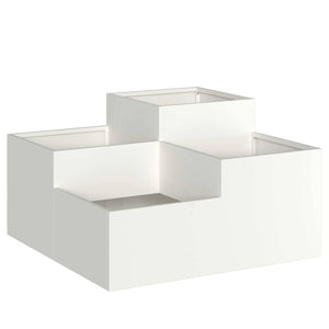 Vaso da giardino-Fioriera da Esterno-Contenitore per Piante Bianco 80 x 80 x 48 cm Acciaio