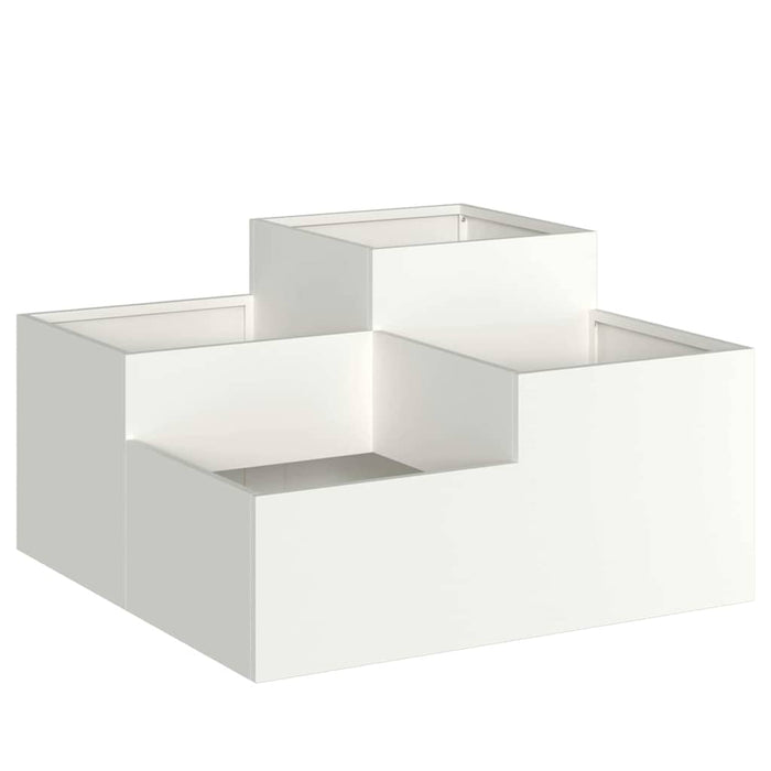 Vaso da giardino-Fioriera da Esterno-Contenitore per Piante Bianco 80 x 80 x 48 cm Acciaio