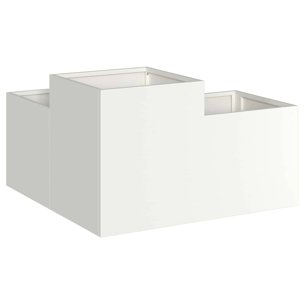 Vaso da giardino-Fioriera da Esterno-Contenitore per Piante Bianco 80 x 80 x 48 cm Acciaio