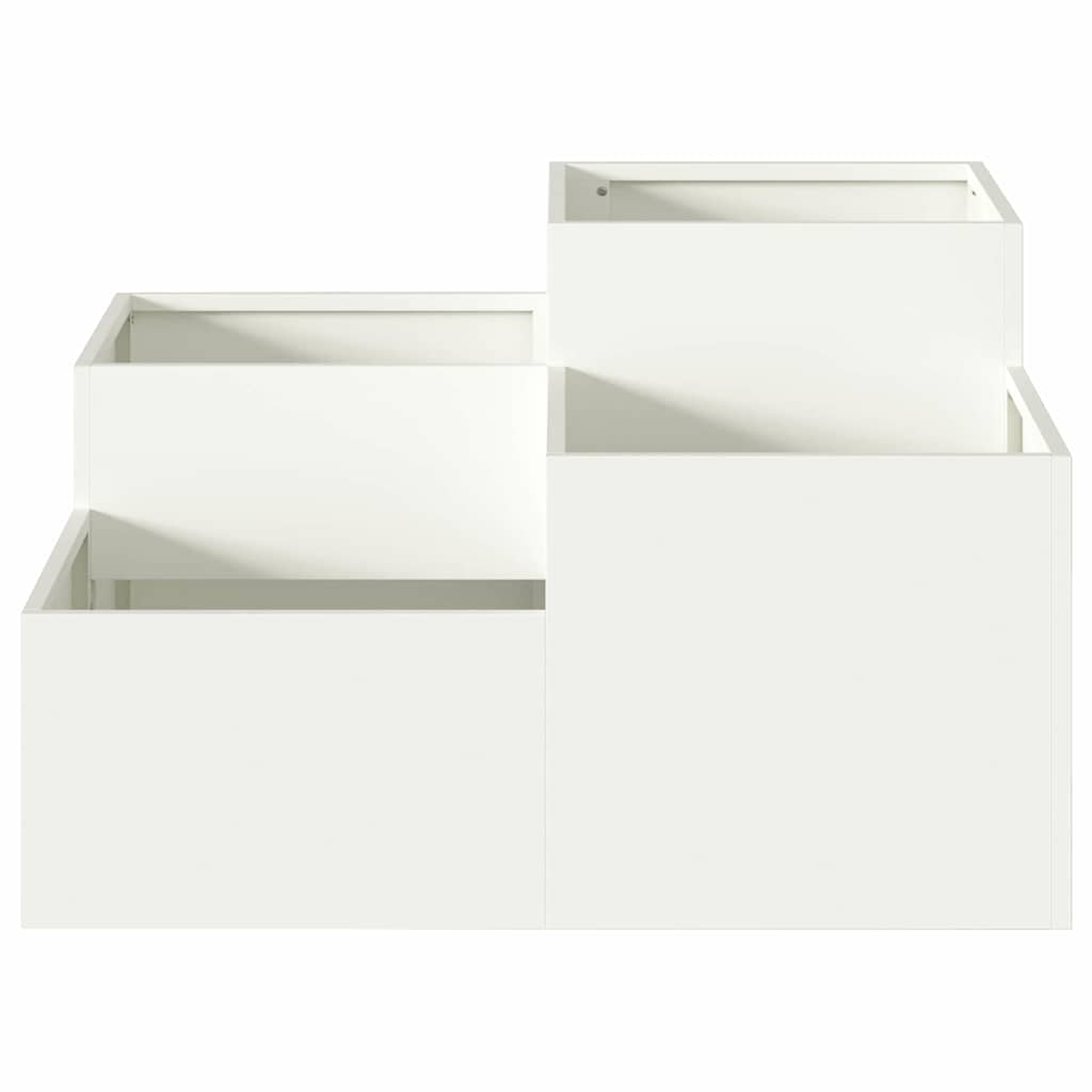 Vaso da giardino-Fioriera da Esterno-Contenitore per Piante Bianco 80 x 80 x 48 cm Acciaio
