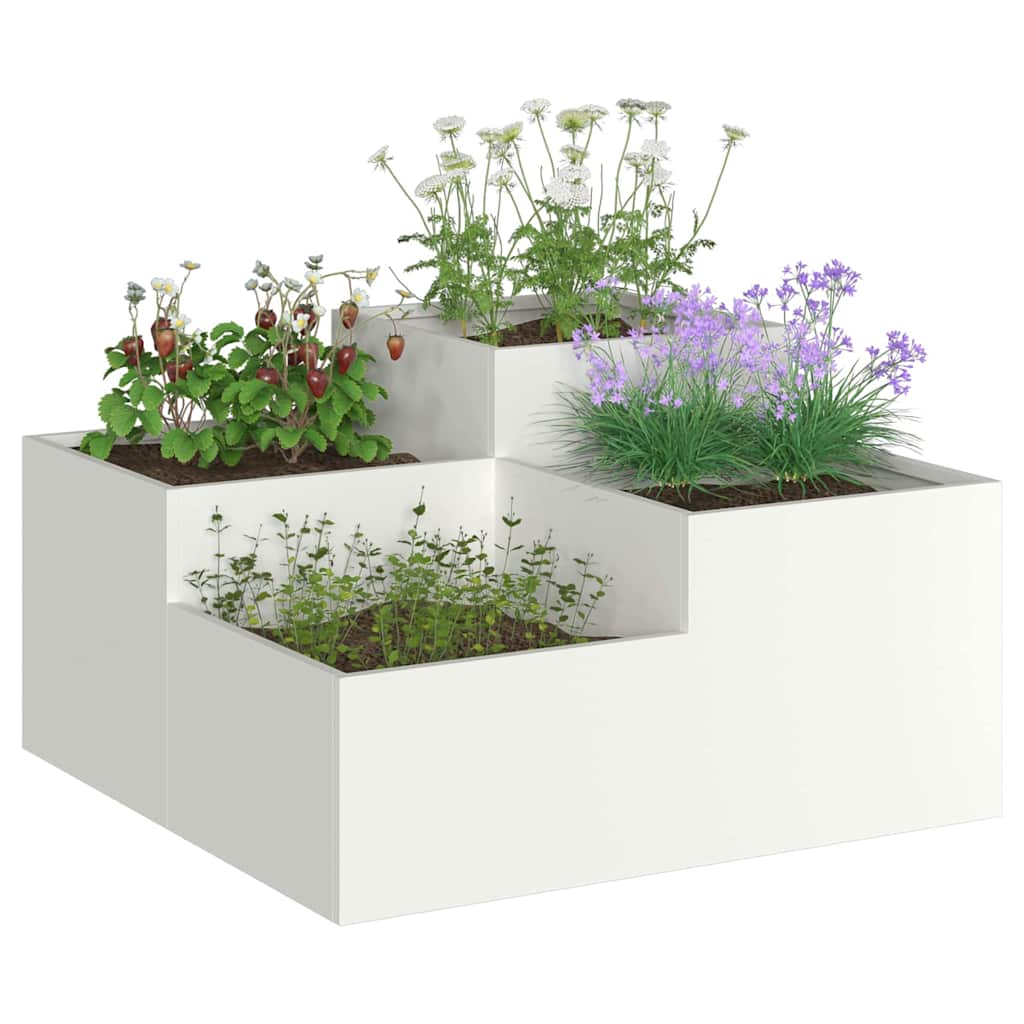 Vaso da giardino-Fioriera da Esterno-Contenitore per Piante Bianco 80 x 80 x 48 cm Acciaio