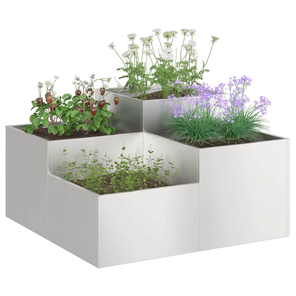 Vaso da giardino-Fioriera da Esterno-Contenitore per Piante Argento 80 x 80 x 48 cm Acciaio inossidabile