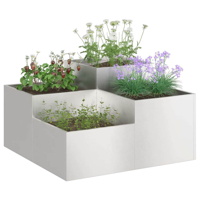 Vaso da giardino-Fioriera da Esterno-Contenitore per Piante Argento 80 x 80 x 48 cm Acciaio inossidabile