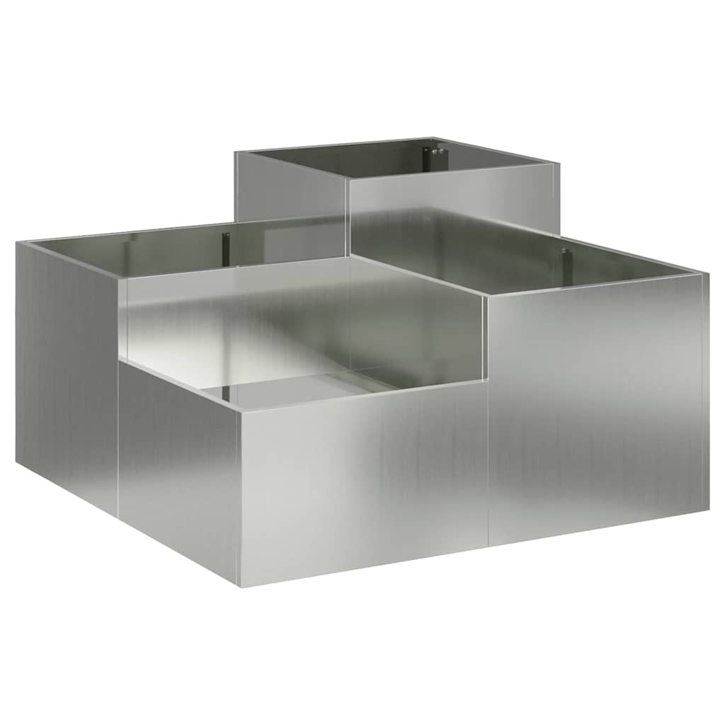 Vaso da giardino-Fioriera da Esterno-Contenitore per Piante Argento 80 x 80 x 48 cm Acciaio zincato
