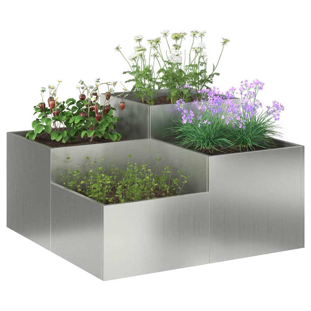 Vaso da giardino-Fioriera da Esterno-Contenitore per Piante Argento 80 x 80 x 48 cm Acciaio zincato