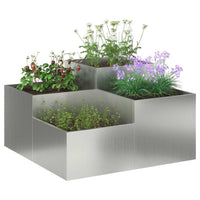Vaso da giardino-Fioriera da Esterno-Contenitore per Piante Argento 80 x 80 x 48 cm Acciaio zincato