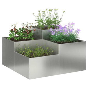 Vaso da giardino-Fioriera da Esterno-Contenitore per Piante Argento 80 x 80 x 48 cm Acciaio zincato