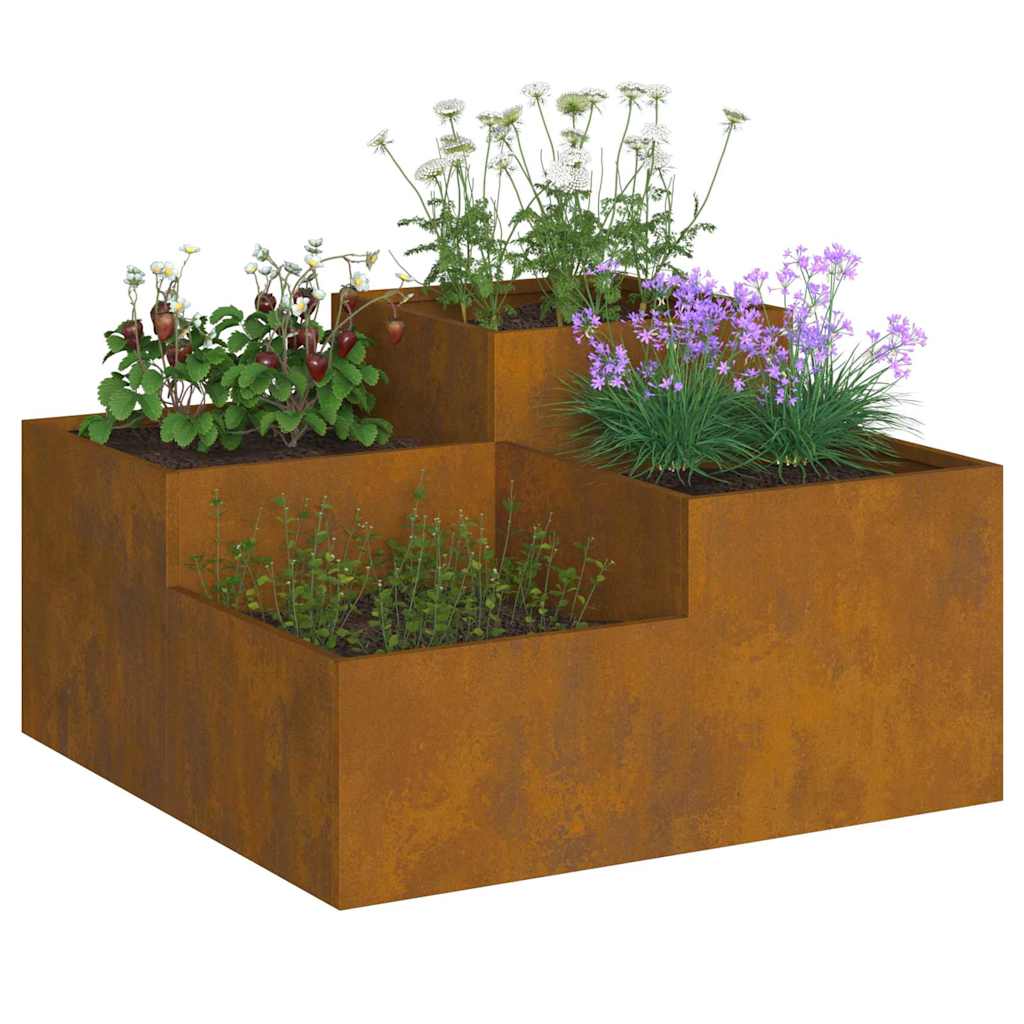 Vaso da giardino-Fioriera Esterno-Contenitore per Piante Ruggine 80 x 80 x 48 cm Acciaio CorTen