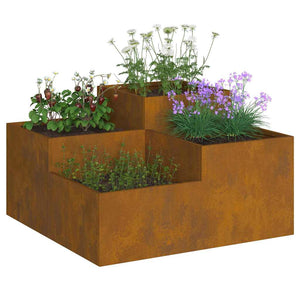 Vaso da giardino-Fioriera Esterno-Contenitore per Piante Ruggine 80 x 80 x 48 cm Acciaio CorTen