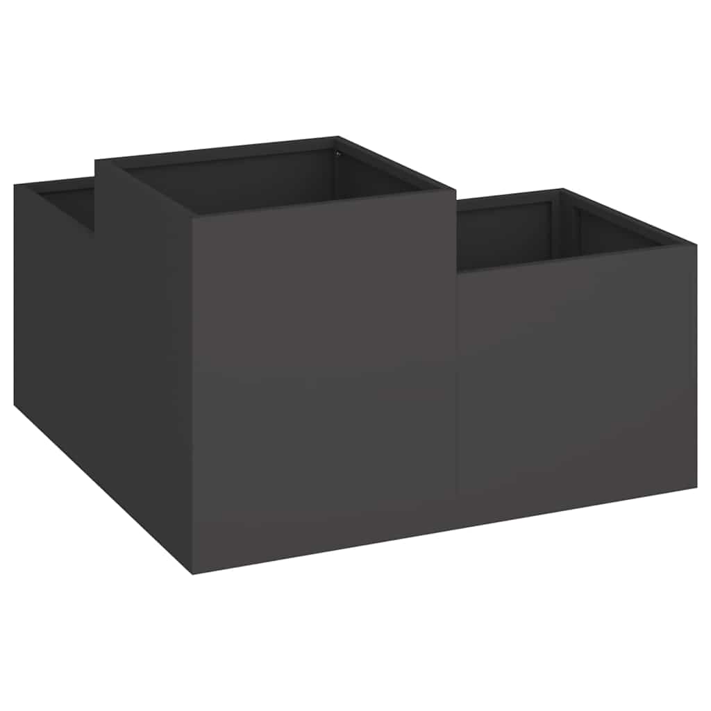 Vaso da giardino-Fioriera Esterno-Contenitore per Piante Nero 100 x 100 x 48 cm Acciaio