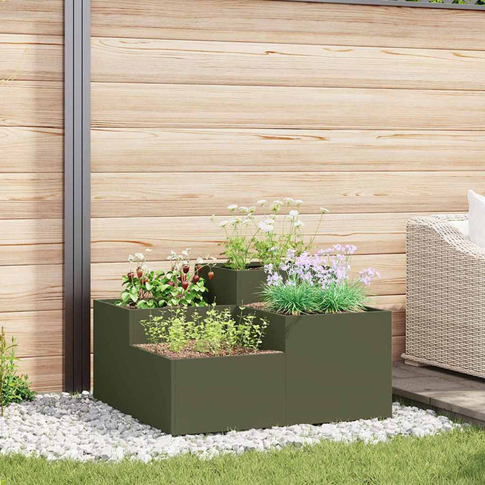 Vaso da giardino Oliver verde 100 x 100 x 48 cm Acciaio 865851
