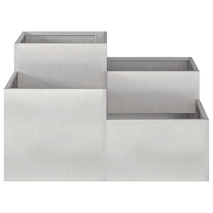 Vaso da giardino-Fioriera da Esterno-Contenitore per Piante Argento 100 x 100 x 48 cm Acciaio inossidabile