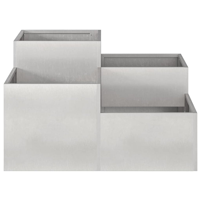 Vaso da giardino-Fioriera da Esterno-Contenitore per Piante Argento 100 x 100 x 48 cm Acciaio inossidabile