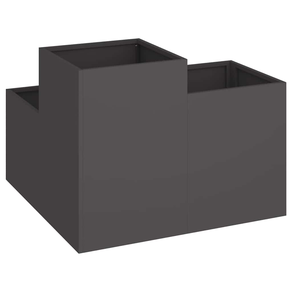 Vaso da giardino-Fioriera Esterno-Contenitore per Piante Nero 80 x 80 x 60 cm Acciaio
