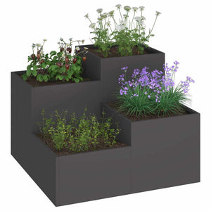Vaso da giardino-Fioriera Esterno-Contenitore per Piante Nero 80 x 80 x 60 cm Acciaio