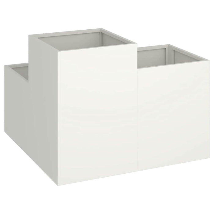 Vaso da giardino-Fioriera da Esterno-Contenitore per Piante Bianco 80 x 80 x 60 cm Acciaio