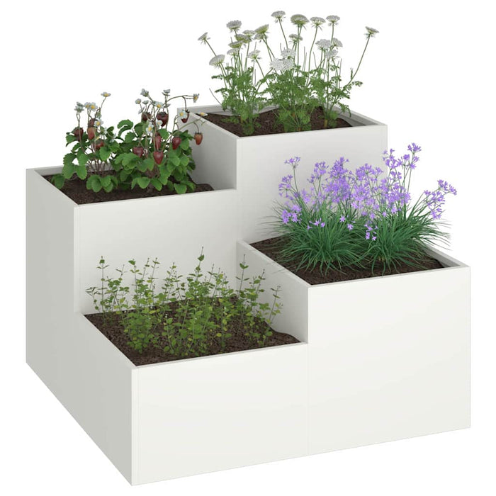 Vaso da giardino Bianco 80 x 80 x 60 cm Acciaio 865856
