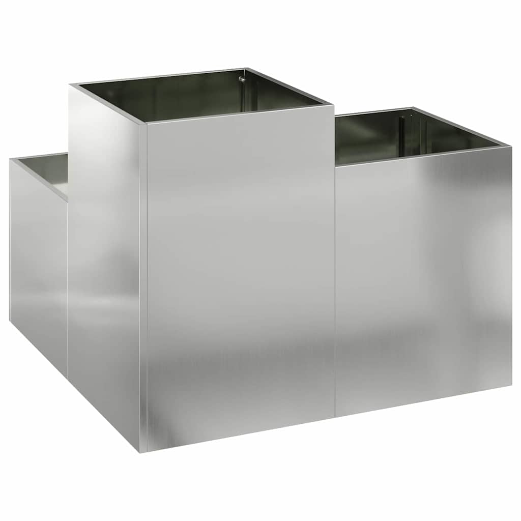 Vaso da giardino-Fioriera da Esterno-Contenitore per Piante Argento 80 x 80 x 60 cm Acciaio zincato