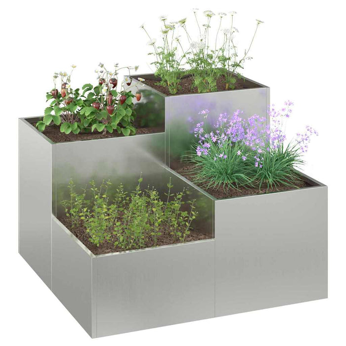 Vaso da giardino-Fioriera da Esterno-Contenitore per Piante Argento 80 x 80 x 60 cm Acciaio zincato